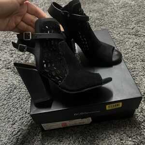 Black suede ankle booties